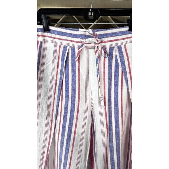 Express High Waisted Striped Linen Blend Split Leg Lined Pant Size M Wide Leg U4 - Picture 10 of 12